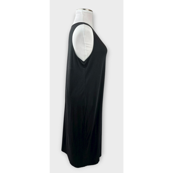 Eileen Fisher Stretch Jersey Knit Round Neck Dress Maxi Sleeveless Black Size XL - Picture 12 of 16